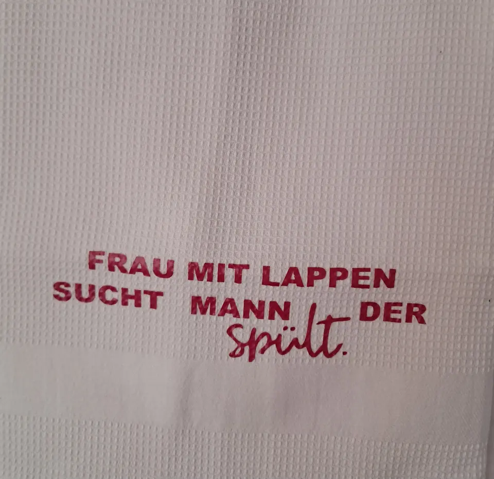 Geschirrtuch mit lustigem Spruch – Matthias Drwenski