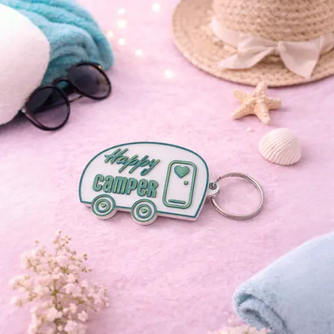 Glückscamper-Schlüsselanhänger – Retro-Wohnwagen-Anhänger