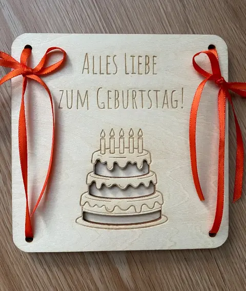Holz-Geburtstagskarte "Alles Liebe zum Geburtstag" (KSH09)