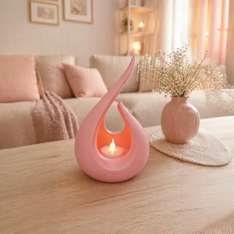 LED Kerzenhalter in Tropfenform – Dekolicht in zartem Rosa – Sindysminimarkt