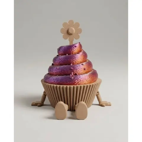 Artikulierter Cupcake Freund – süße 3D Deko mit beweglichen Beinen – personalisierbar – Geschenkidee