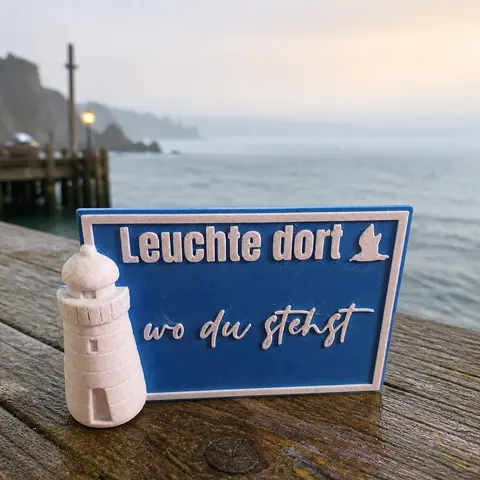 Leuchte dort, wo du stehst – freistehende 3D Karte mit Leuchtturm – maritime Deko – personalisierbar