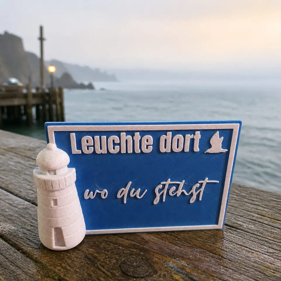 Leuchte dort, wo du stehst – freistehende 3D Karte mit Leuchtturm – maritime Deko – personalisierbar – Stefanie Braukhane