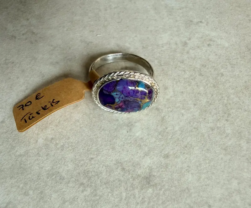 925er Silber Ring mit Amerikanischen Türkis, gr. 14 – Lopez Lumbi Raymundo Jose