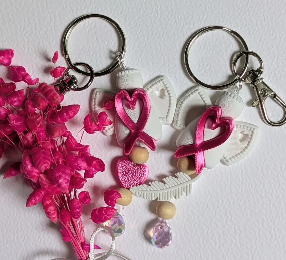 Schlüsselanhänger Engel Mariechen | Pinke Schleife | Pink Oktober | Spendenprojekt | 3D Druck | Monat des Bewusstseins für Brustkrebs – By Jana Kalbau
