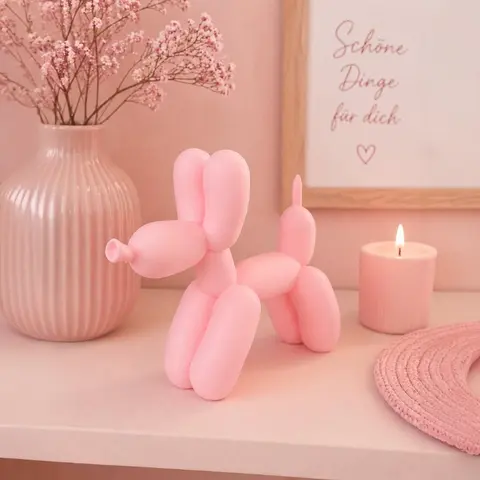 Dekofigur Ballonhund – Moderne Wohnaccessoire in zartem Rosa