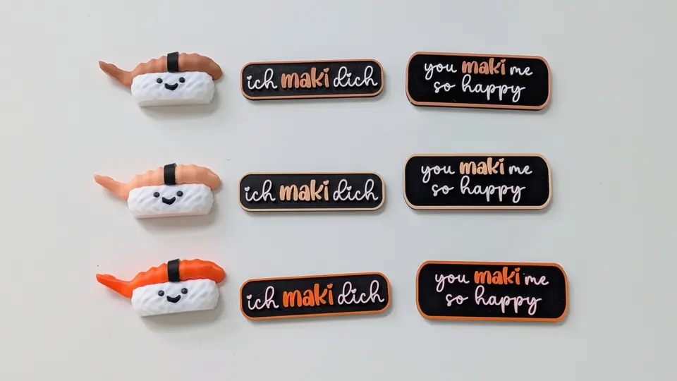 Süßes Sushi Magnet Set | 3D Druck Sushi Kühlschrankmagnete | Ich maki dich | – By Jana Kalbau