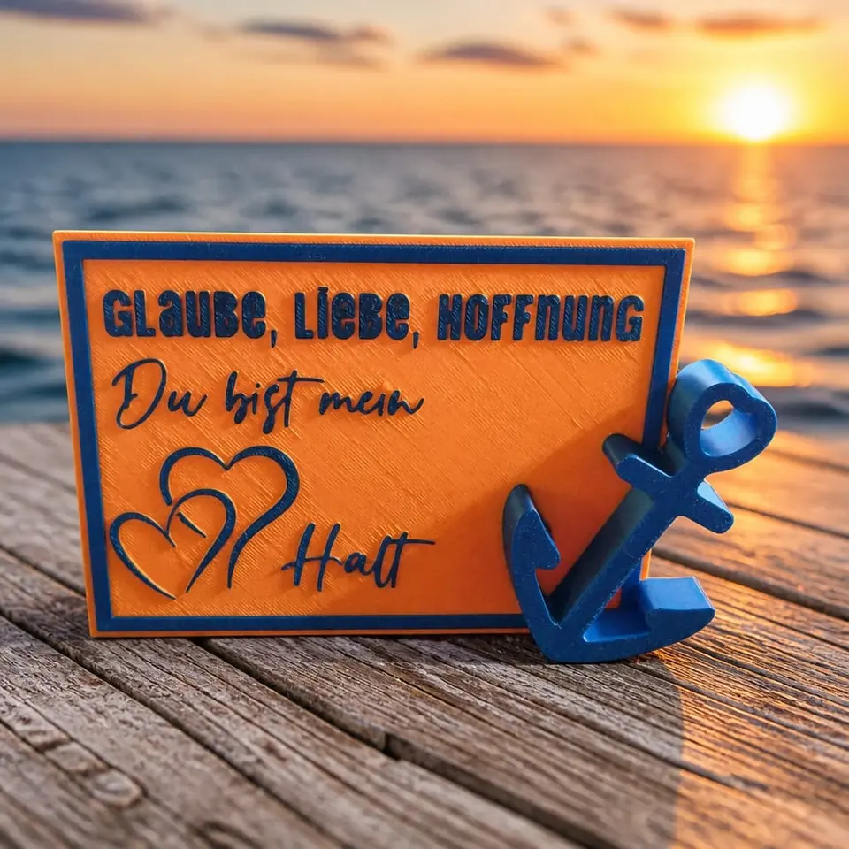 Glaube Liebe Hoffnung – Du bist mein Halt – selbststehende 3D Karte mit Anker – personalisierbar – Stefanie Braukhane