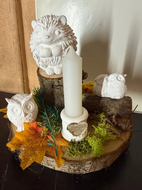 Holzscheibe Herbsttiere