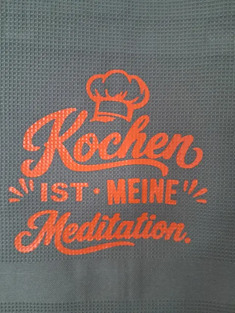 Geschirrtuch 'Kochen ist meine Meditation' grün-orange