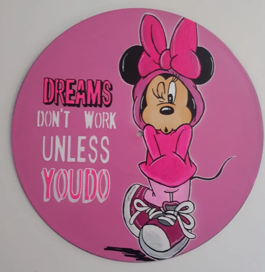 Schallplatte Minnie Mouse "Dreams don`t work unless you do" – Petra Kroll