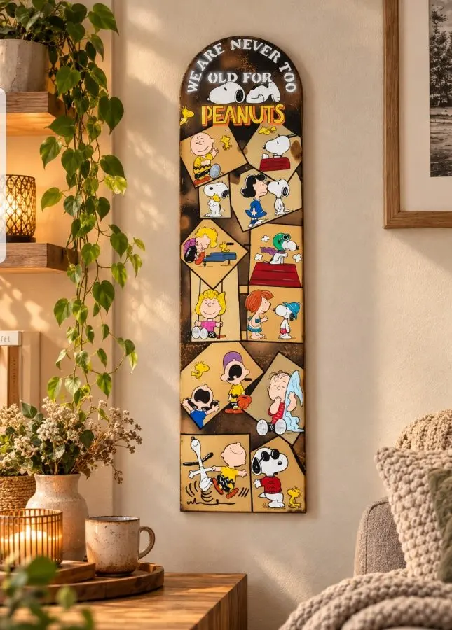 Snoopy & Friends "We are never too old for Snoopy" , alter Metallständer *Upcycling* – Petra Kroll