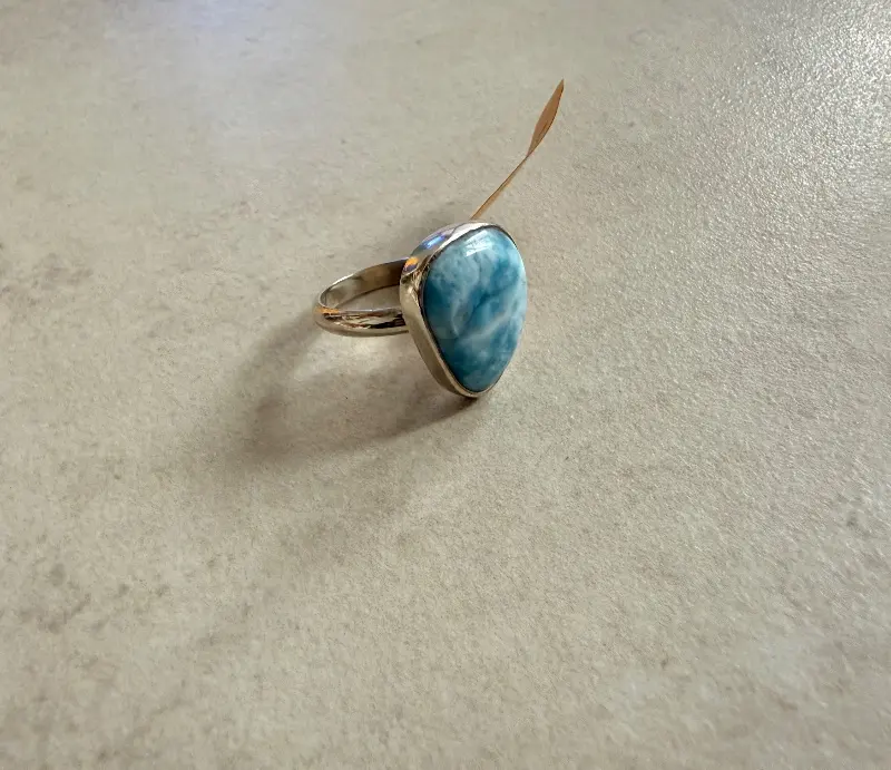 925er Silber Ring mit Larimar, gr. 14 – Lopez Lumbi Raymundo Jose