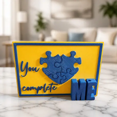 Du machst mich komplett – 3D Postkarte mit Vase – romantisches Geschenk – freistehend – personalisierbar