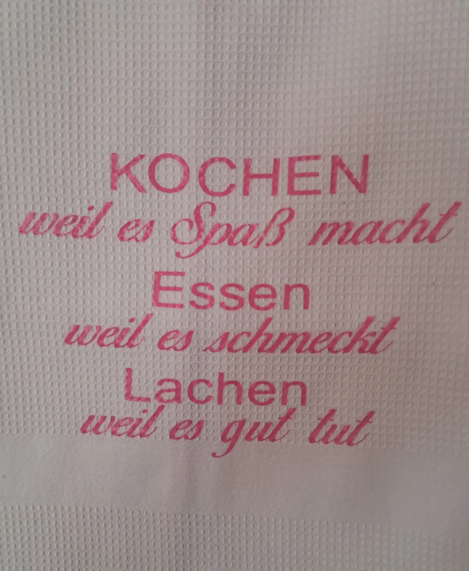 Geschirrtuch 'Kochen, Essen, Lachen' personalisiert – Matthias Drwenski