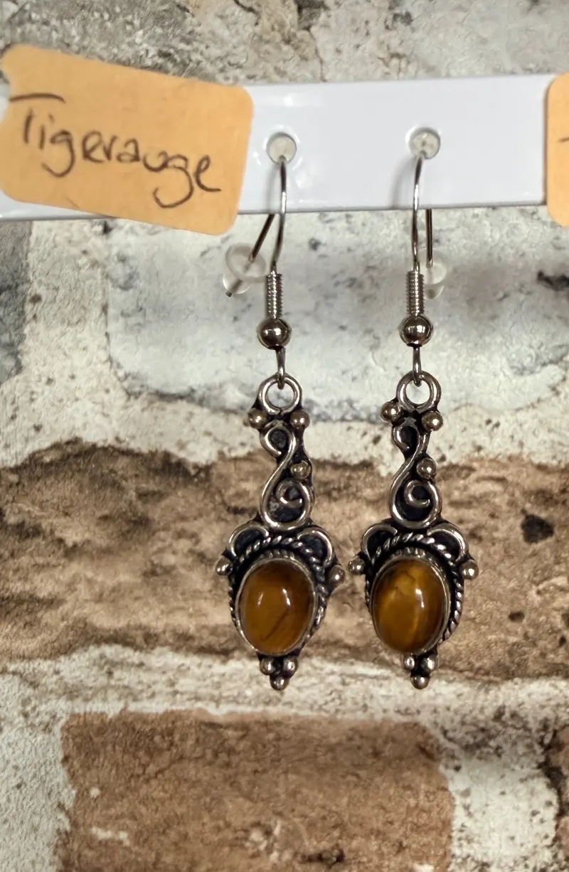 Ohrringe mit Naturstein und Stecker aus 925er Silber – Lopez Lumbi Raymundo Jose