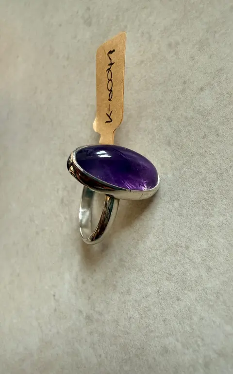 925er Silber Ring mit Amethist, gr. 14,8