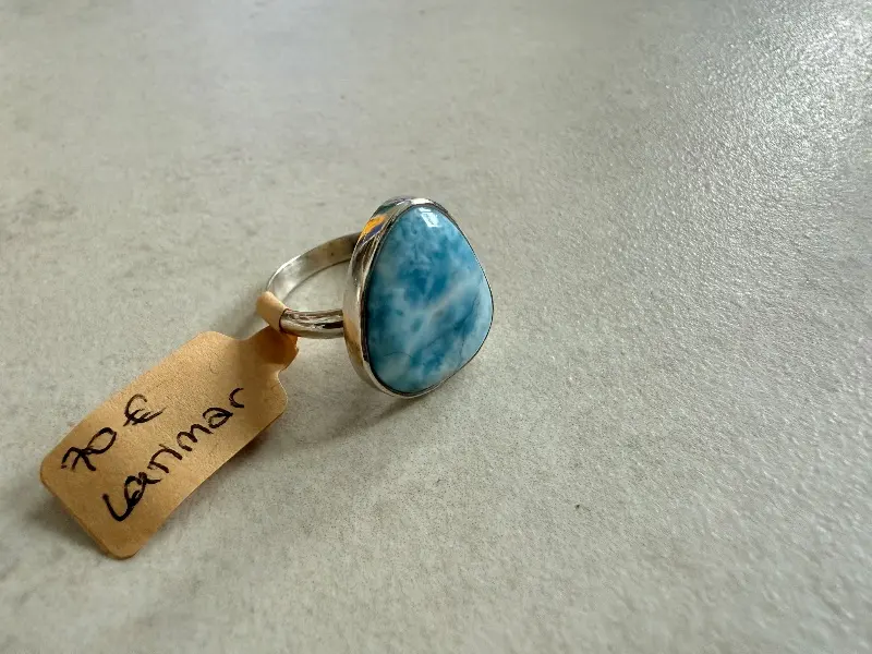 925er Silber Ring mit Larimar, gr. 14 – Lopez Lumbi Raymundo Jose