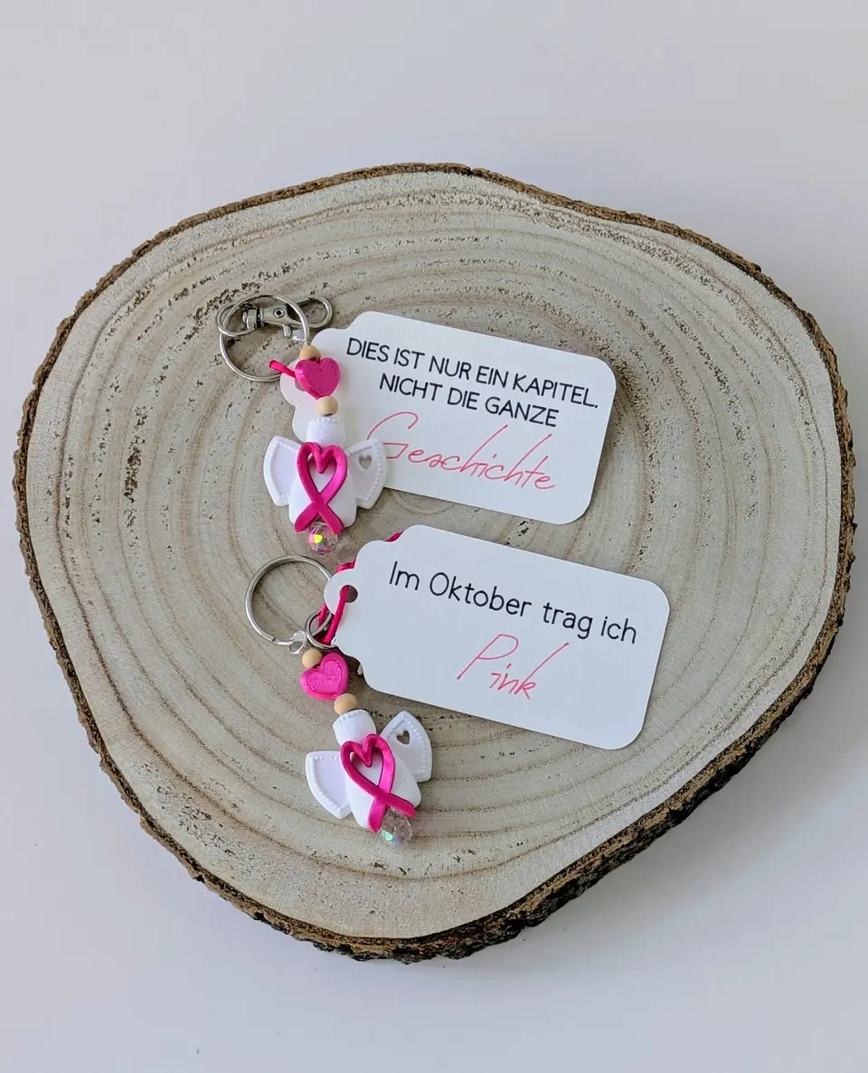 Schlüsselanhänger Engel Mariechen | Pinke Schleife | Pink Oktober | Spendenprojekt | 3D Druck | Monat des Bewusstseins für Brustkrebs – By Jana Kalbau