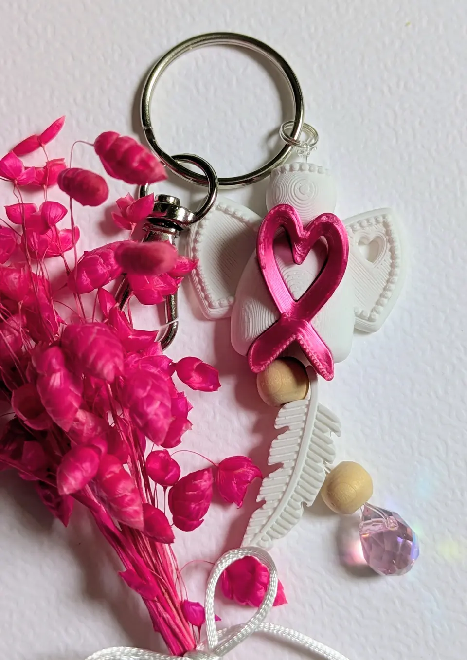 Schlüsselanhänger Engel Mariechen | Pinke Schleife | Pink Oktober | Spendenprojekt | 3D Druck | Monat des Bewusstseins für Brustkrebs – By Jana Kalbau