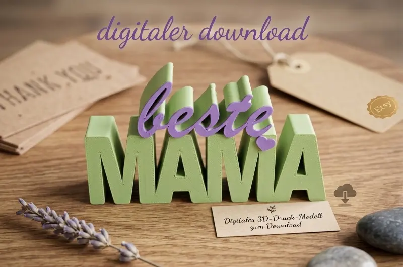 beste Mama / danke Mama Schriftzug – Herz und Hand
