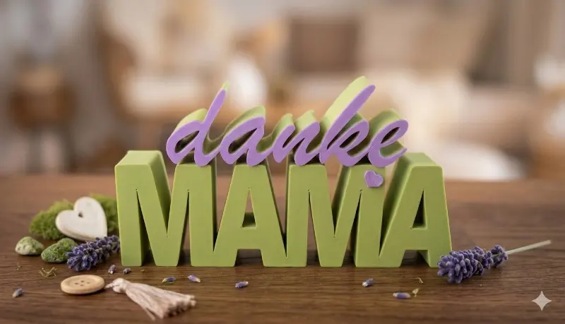 beste Mama / danke Mama Schriftzug – Herz und Hand