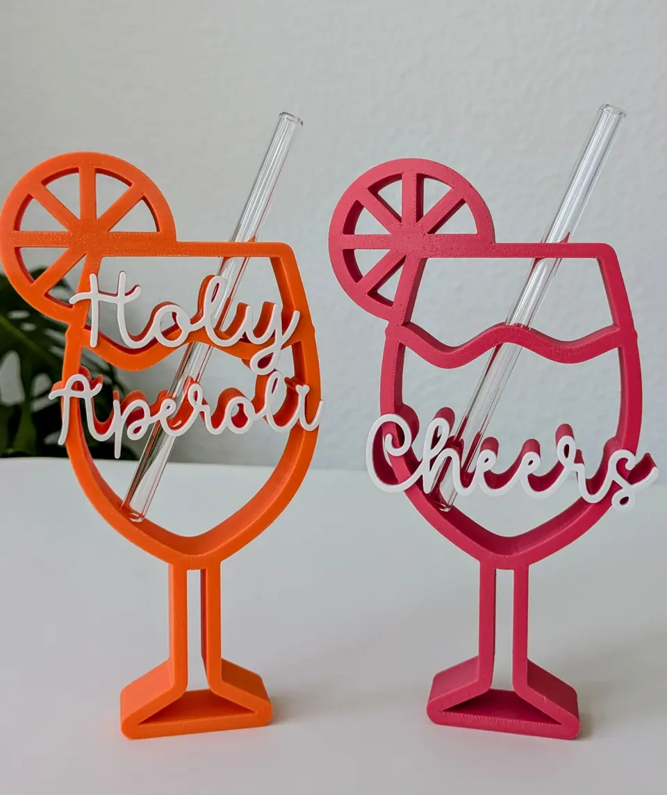 3D Druck Strohhalmhalter Holy Aperoly, Cheers inkl. Glasstrohhalm Coktailtime – By Jana Kalbau