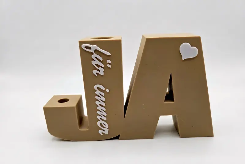 JA für immer / Hand in Hand Schriftzug - Wunscherfüller mit Reagenzglas & Trockenblumen – Herz und Hand