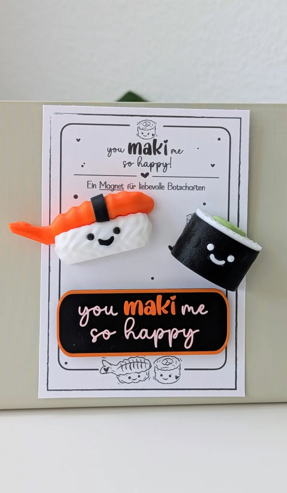 Süßes Sushi Magnet Set | 3D Druck Sushi Kühlschrankmagnete | Ich maki dich | – By Jana Kalbau
