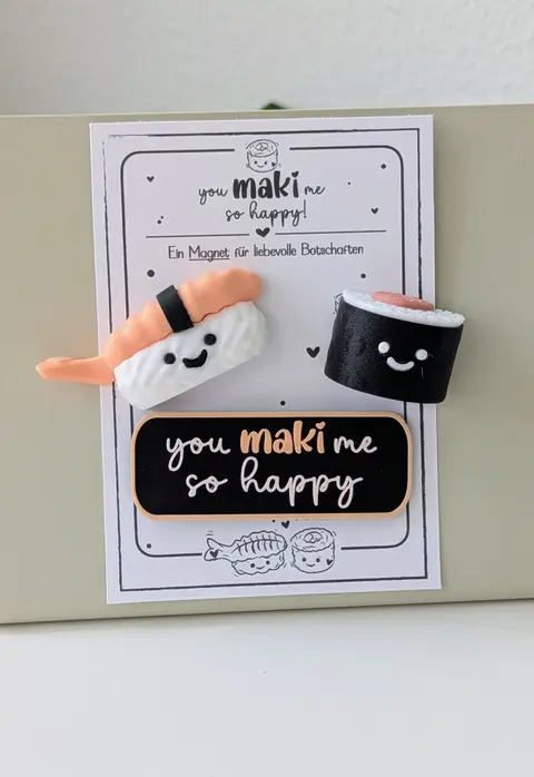 Süßes Sushi Magnet Set | 3D Druck Sushi Kühlschrankmagnete | Ich maki dich | 