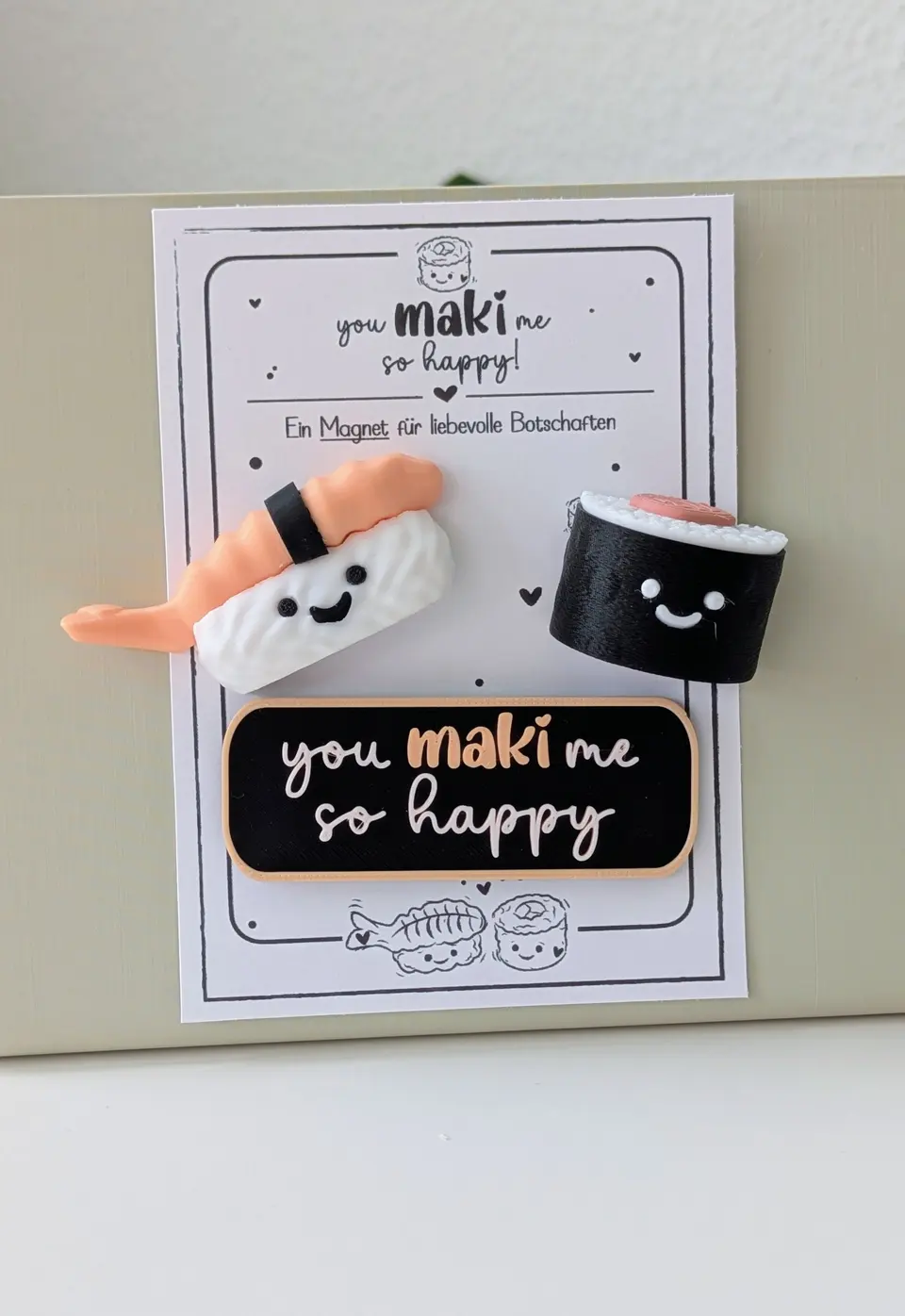 Süßes Sushi Magnet Set | 3D Druck Sushi Kühlschrankmagnete | Ich maki dich | – By Jana Kalbau