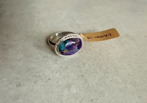 925er Silber Ring mit Amerikanischen Türkis, gr. 14