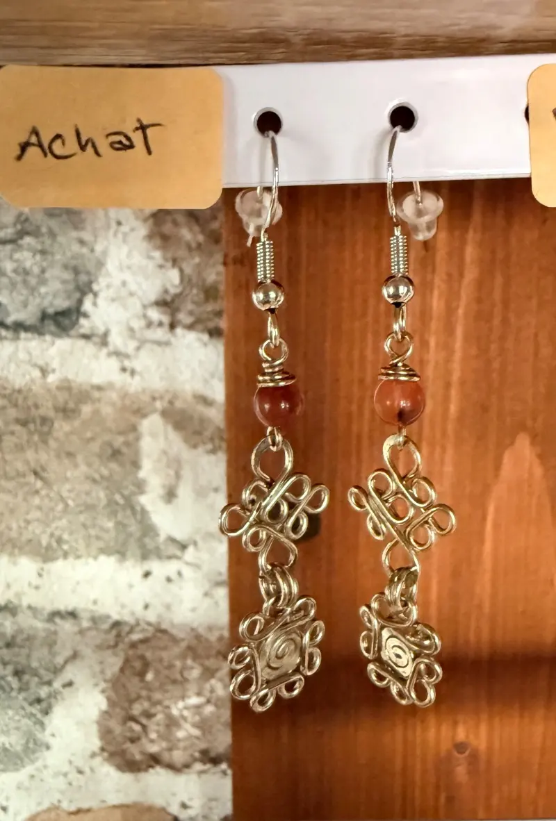 Ohrringe mit Naturstein und Stecker aus 925er Silber – Lopez Lumbi Raymundo Jose
