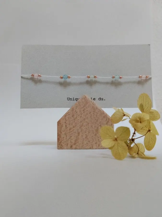 Armband Aventurin/Rosenquarz/Aquamarin mit Kupferperlen – Margarita Fuchs