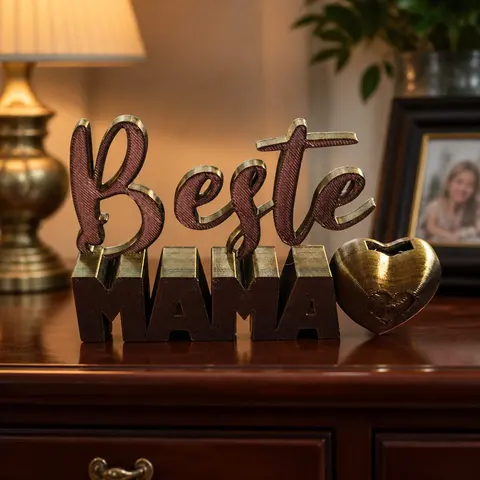 Beste Mama Herzvase – 3D Dekoschild mit Vase – Muttertagsgeschenk – personalisierbar