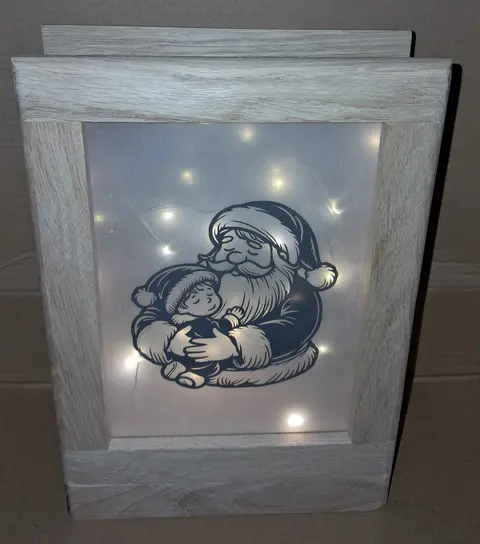 Handgefertigte LED-Holzbox mit Weihnachtsmotiv