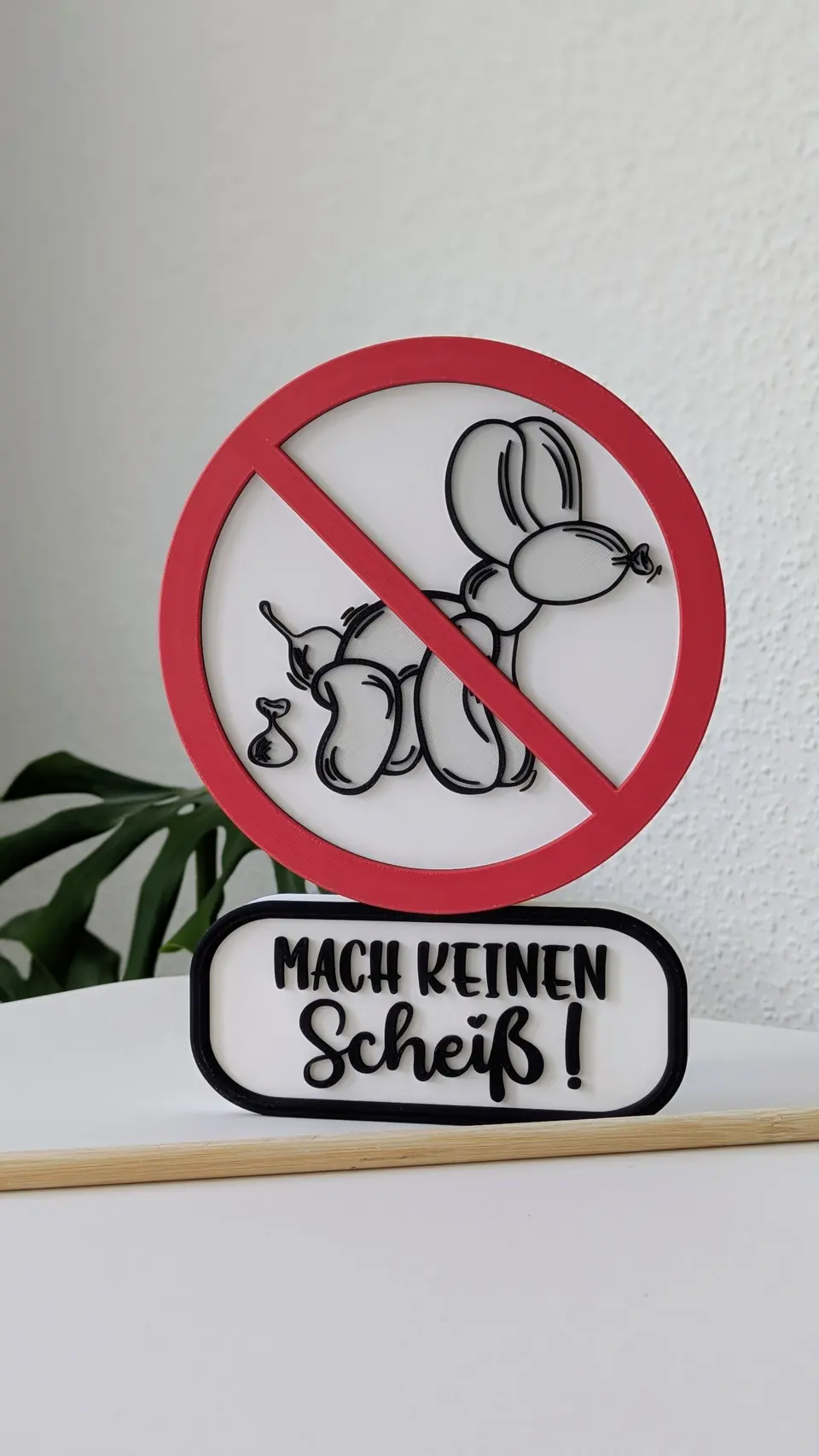Lustiger Aufsteller "Mach keinen Scheiß" – Ballonhund Deko Schild – Witziges Geschenk Einzug & Büro – 3D Schriftzug Verbotsschild Hundeklo – By Jana Kalbau