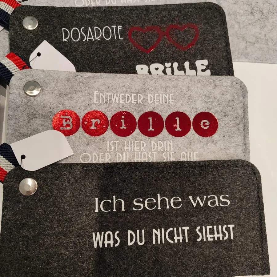 Brillenetui aus Filz verschiedene Sprüche und Motive – Kerstin Pohlmann