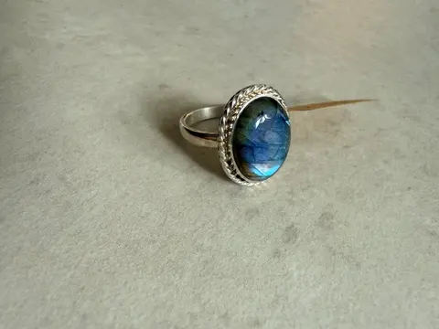 925er Silber Ring mit Labradorit, gr. 13