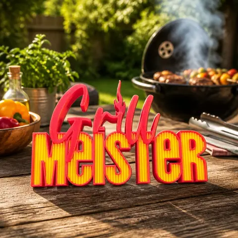 Grillmeister BBQ Schild – 3D Deko für Grillfans – Grillkönig Geschenk – personalisierbar