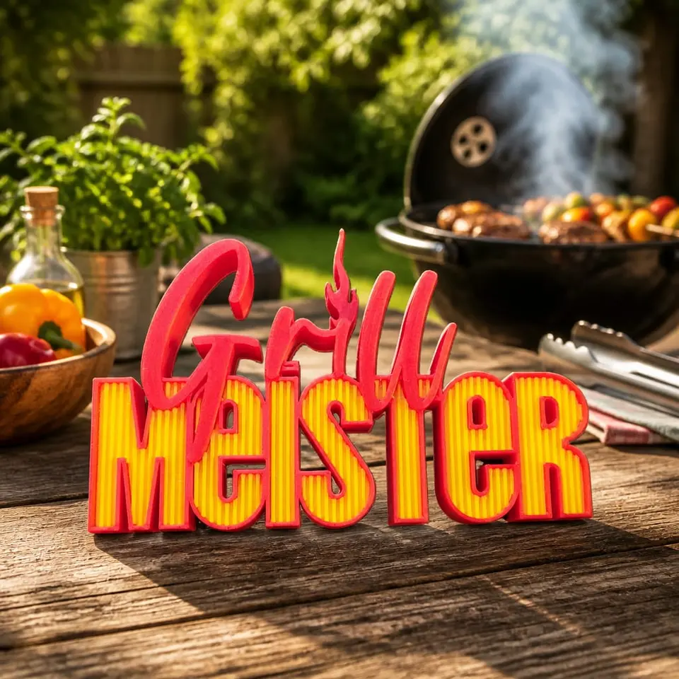 Grillmeister BBQ Schild – 3D Deko für Grillfans – Grillkönig Geschenk – personalisierbar – Stefanie Braukhane