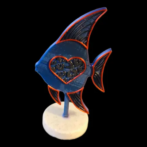 Leopard Herz Skalarfisch klein – maritime 3D Deko – personalisierbar – Fisch Figur Design