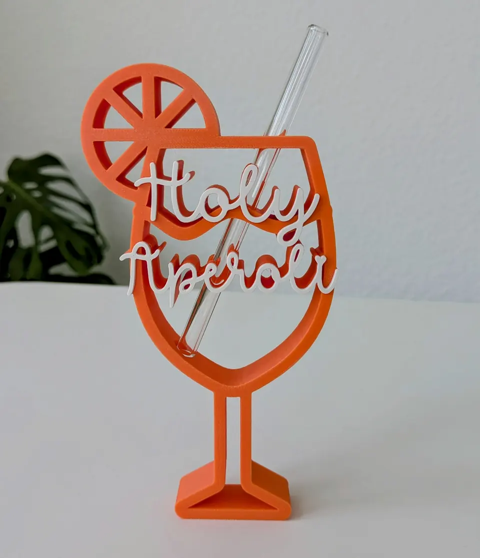 3D Druck Strohhalmhalter Holy Aperoly, Cheers inkl. Glasstrohhalm Coktailtime – By Jana Kalbau