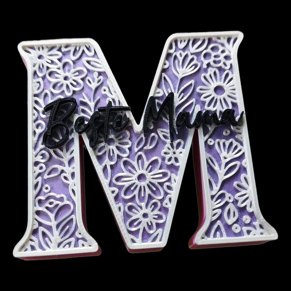 Großes „M – Beste Mama“ mit Blumen – 3D Deko – personalisierbares Muttertags Geschenk – Stefanie Braukhane