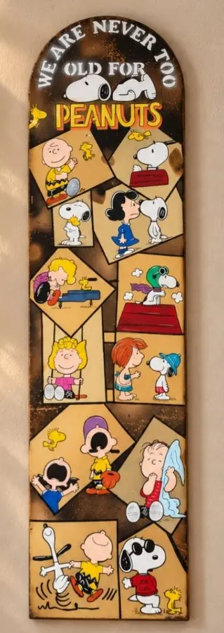 Snoopy & Friends "We are never too old for Snoopy" , alter Metallständer *Upcycling* – Petra Kroll