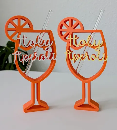 3D Druck Strohhalmhalter Holy Aperoly, Cheers inkl. Glasstrohhalm Coktailtime